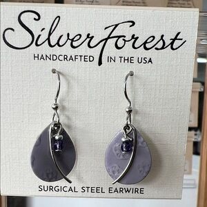 Silver Forest Lavender Teardrop Earrings